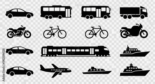 Collection of Transportation Silhouettes for Design.