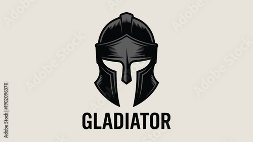 Bold gladiator helmet logo with fierce expression and GLADIATOR text