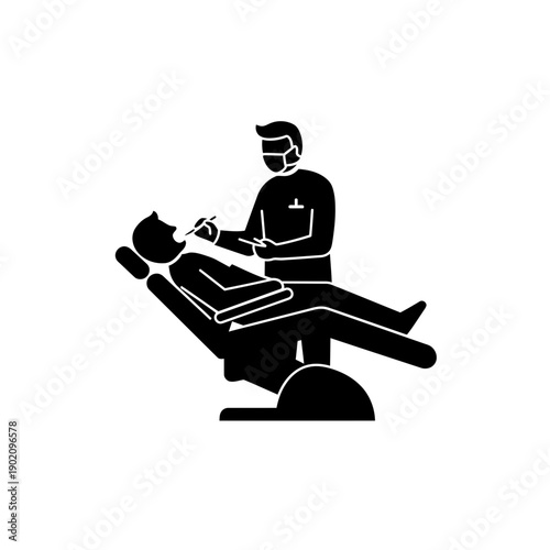 Black Silhouette Icon A male dentist examining a patient in a dental chair, in a minimalistic silhouette style on a white background (5).jpg