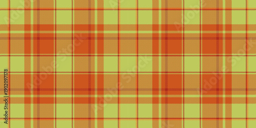 Duvet cover check vector pattern, rich background fabric texture. Trend seamless textile tartan plaid in orange and lime colors.