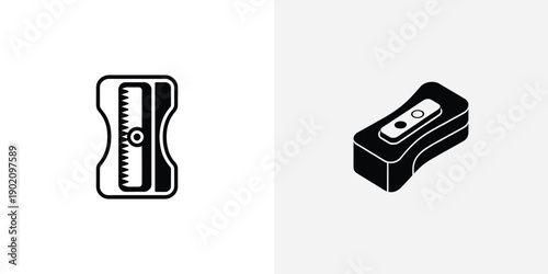 Modern black pencil sharpener with a sleek design and two holes