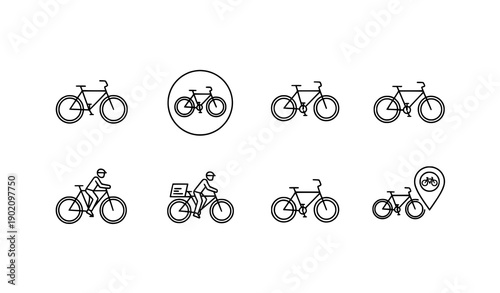 Black thin line bicycle transport icon vector for apps and maps