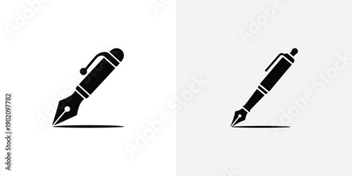 Two gray fountain pen nibs writing on paper