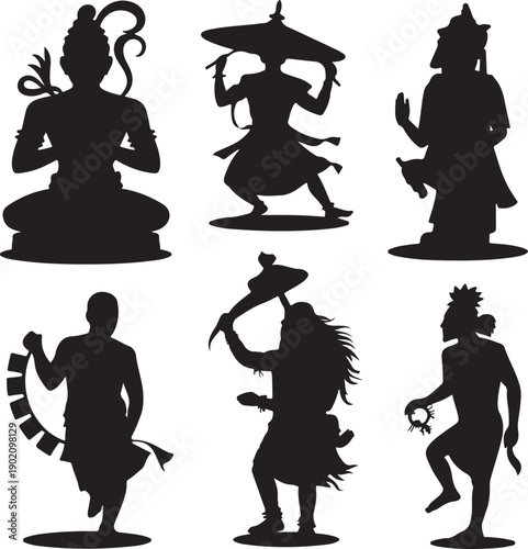 collection of indian classical dance poses and meditation