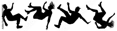 Set of people falling from a height in free fall. Vector illustration