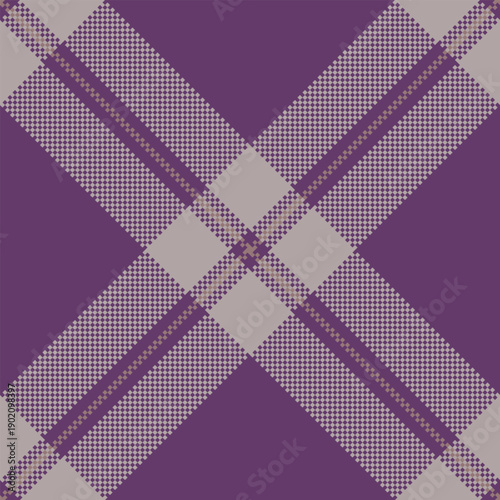 Mexico pattern textile seamless, form check plaid fabric. Couch tartan background texture vector in purple and grey colors.