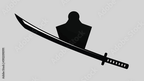 Silhouette of samurai warrior with katana sword illustration