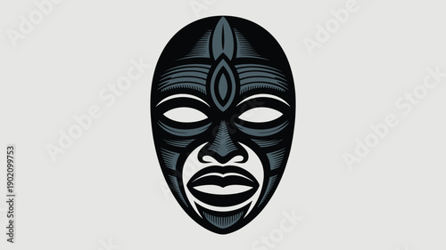 Stunning black and gray theatrical mask with intricate design