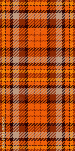 Garment plaid check seamless, list texture textile pattern. Royalty tartan fabric vector background in orange and bright colors.