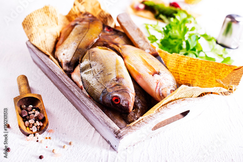 Raw pike perch, pikeperch fish. Fresh fish.