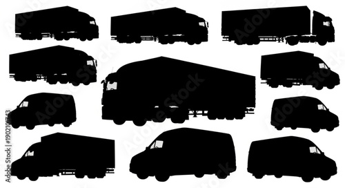 Collection of Truck and Van Silhouettes.