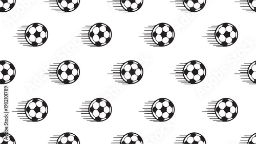 Soccer Balls in Motion Pattern Representing Speed and Sports Activity Vector Illustration