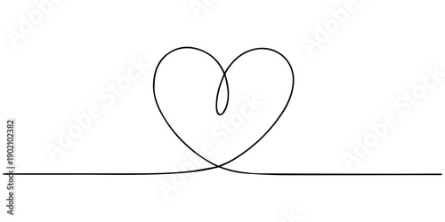 Heart. Abstract love symbol. Continuous line art drawing vector illustration