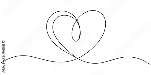 Heart. Abstract love symbol. Continuous line art drawing vector illustration