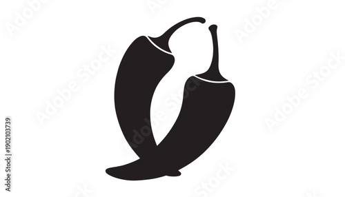 Hot Chili Peppers Silhouette Vector Illustration pair of spicy red peppers icon for Mexican food restaurant and cooking