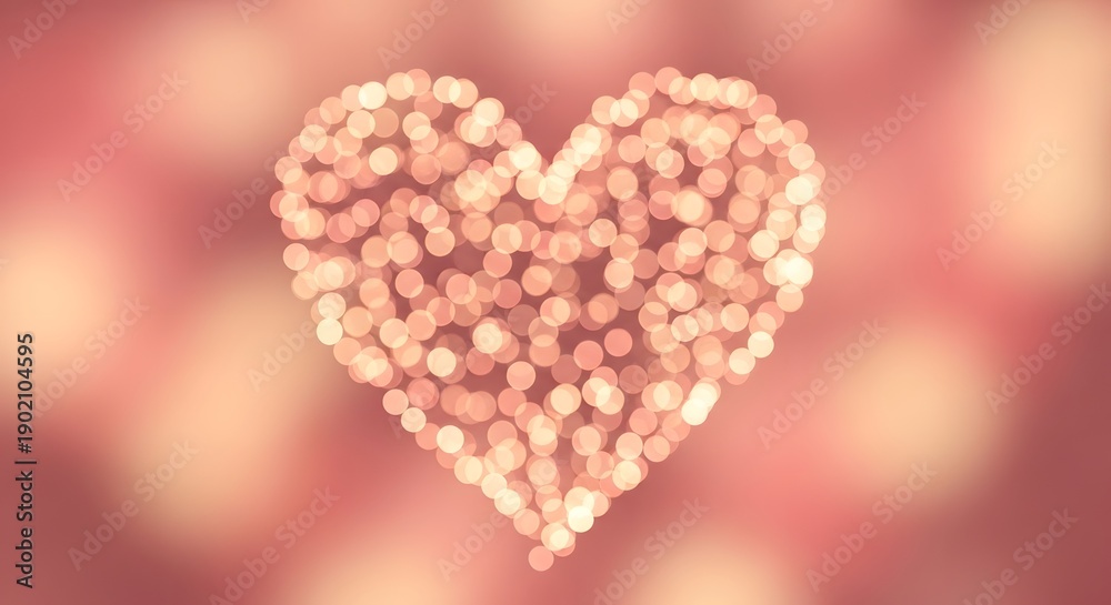 Obraz premium Glowing Heart Shape Made of Small Golden Dots on Pink Background love