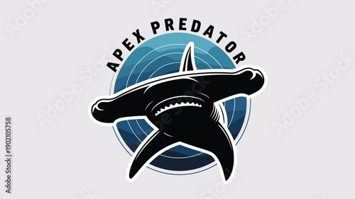 Fierce shark logo with apex predator text in modern design
