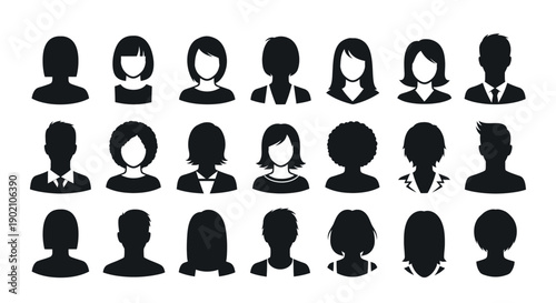A collection of diverse silhouette avatars representing various individuals, suitable for user profiles or icons.