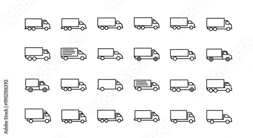 Collection of Various Truck Icons.