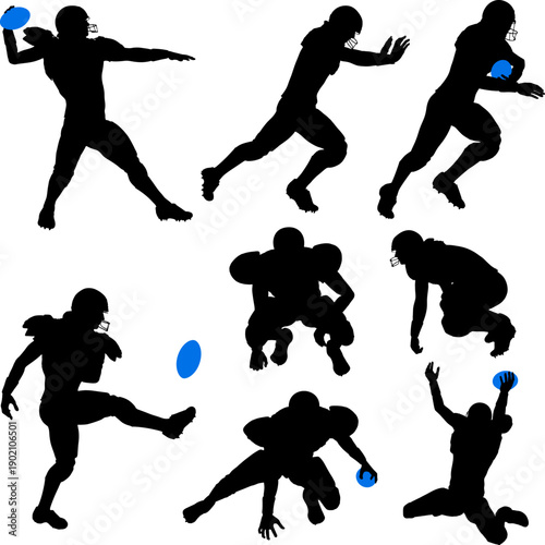 Silhouettes American Football Players