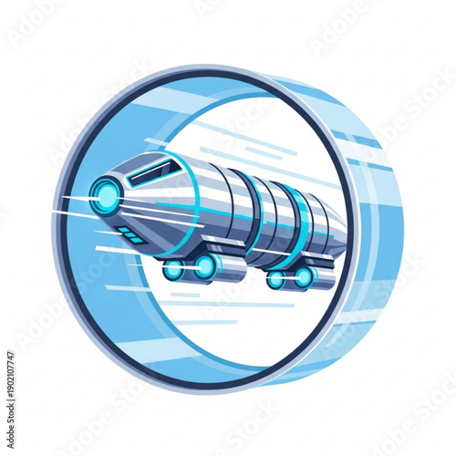Conceptual Flat Vector Illustration of Hyperloop Technology