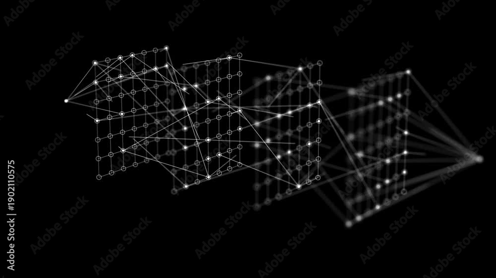 3D Animation of a Deep Learning Neural Network, Loops. An abstract ...