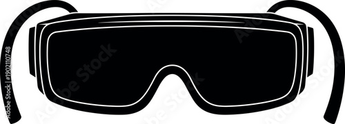 Minimalist Black Virtual Reality Headset Icon Isolated on White Background for Gaming Technology Metaverse Concept Digital Equipment and Future Reality Simulation Graphic Design Vector