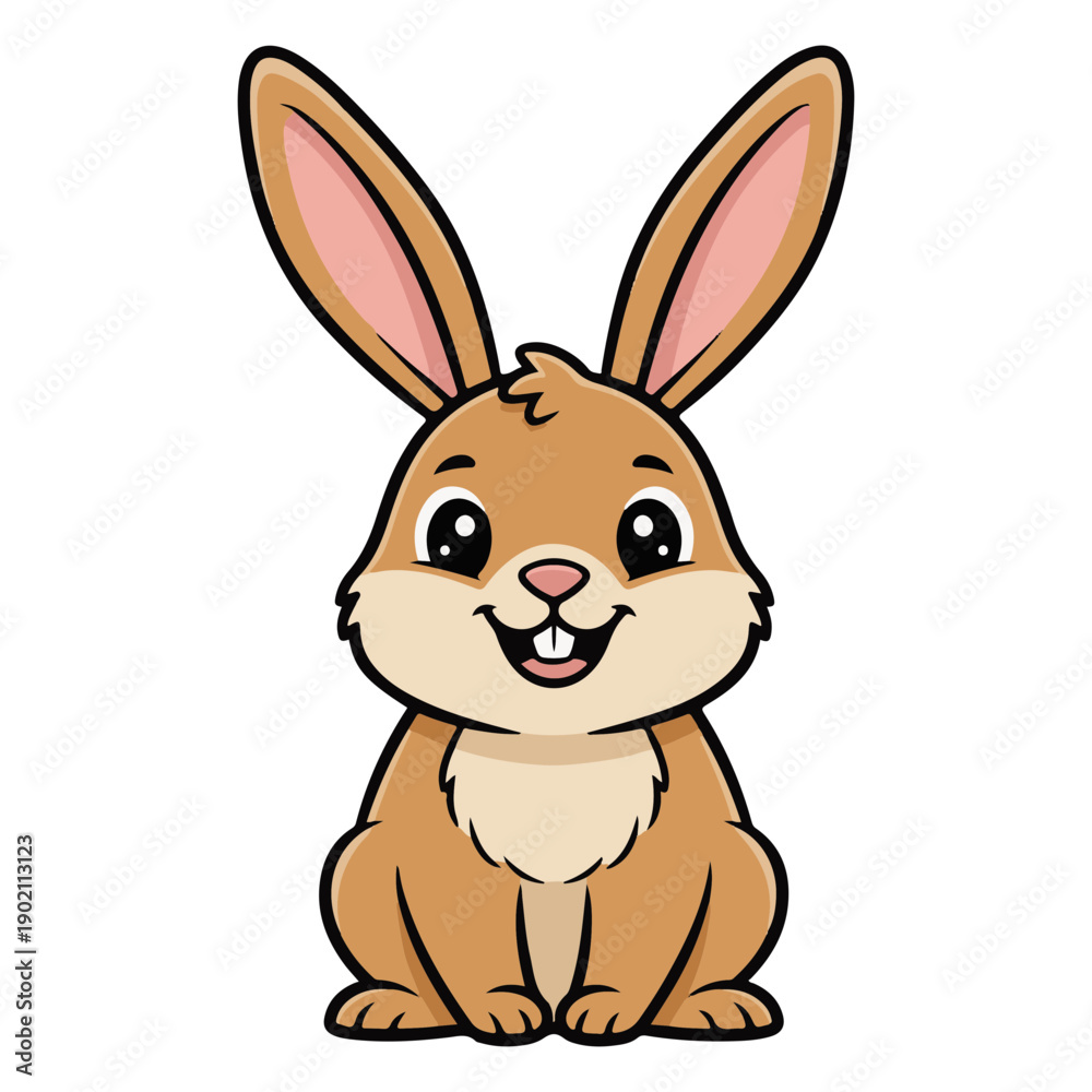 Obraz premium Cute Bunny Rabbit Vector Illustration Isolated on White Background. Baby Bunny Rabbit Cartoon Vector. Creative Rabbit Logo. Sweet Cute Bunny Rabbit Character Vector. Bunny Rabbit Icon design