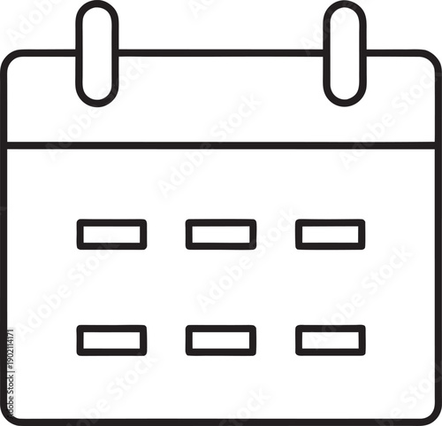 Simple Line Art Icon of a Calendar with Six Blank Date Boxes