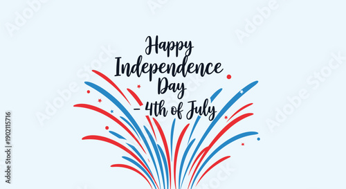 Happy Independence Day 4th of July fireworks vector illustration, patriotic celebration design element, for banner or poster or social media