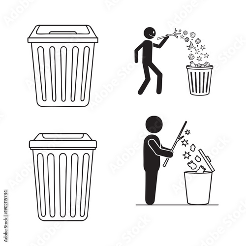 Illustration showing proper and improper ways to dispose of trash