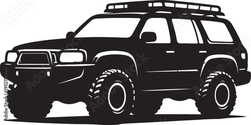 Off Road SUV Silhouette Angled Side View Roof Rack