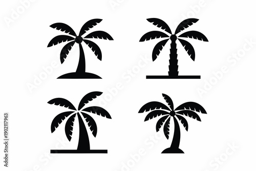 Wallpaper Mural set of Palm trees icon silhouette vector illustration isolated on white background Torontodigital.ca