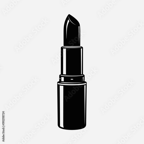 A striking illustration of a black lipstick in its tube, presented against a plain background.