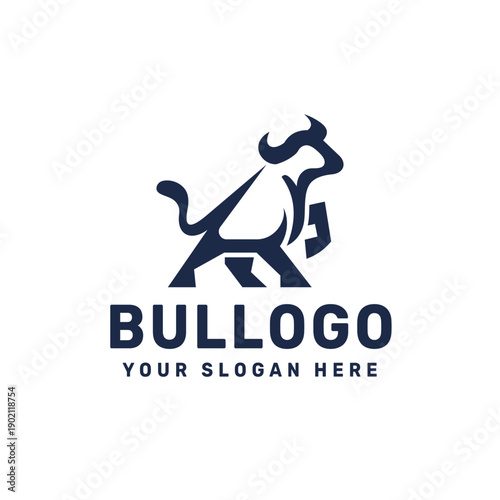 Strong Abstract Bull Horns Logo Design