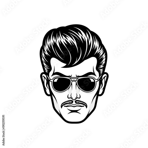 Man Wearing Sunglasses Portrait Illustration.