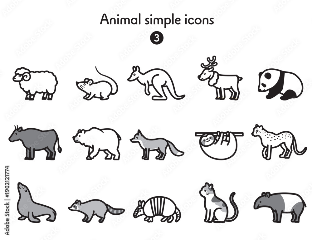Fototapeta premium シンプルアイコン集 動物全身3