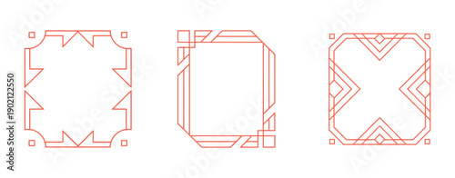 Art Deco Line Gold Frames Set, Luxury Geometric Border Collection with Elegant Linear Shapes, Vintage 1920s Inspired Decorative Frame Design for Branding, Posters, Invitations, and Prints