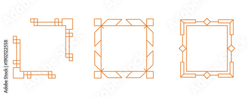 Art Deco Line Gold Frames Set, Luxury Geometric Border Collection with Elegant Linear Shapes, Vintage 1920s Inspired Decorative Frame Design for Branding, Posters, Invitations, and Prints