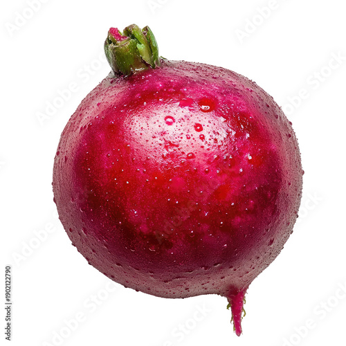 Fresh red radish with green leaf isolated on transparent background