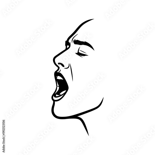 Woman Screaming with Eyes Closed Illustration.