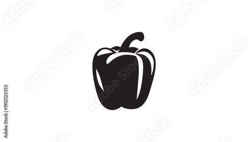   
Bell pepper silhouette vector illustration with curved stem and lobes design isolated vegetable icon for food nutrition concepts