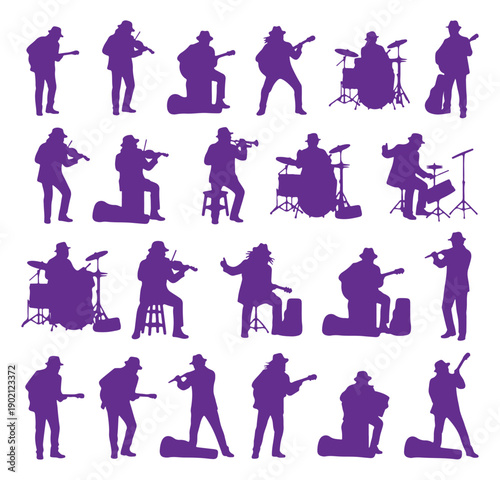 Music Band Silhouette Vector, Musician Player Clipart Graphics, Concert Performance Design, Live Band Set, Musical Instrument Pack, Rock Band Collection, Jazz Musician Bundle

