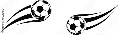 Dynamic soccer ball in swift flight with elegant speed trails, ideal for sports branding, team emblems, or competition event promotion