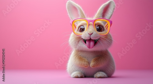 Wallpaper Mural Cute bunny in colorful glasses making a funny face Torontodigital.ca