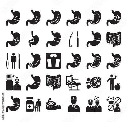 Medical Healthcare Icons Vector, Hospital Equipment Clipart Graphics, Doctor Patient Design, Medicine Health Set, Clinical Symbols Pack, Pharmacy Collection, Health Service Bundle

