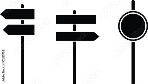 Set of Directional Signs and a Circular Signpost on Poles
