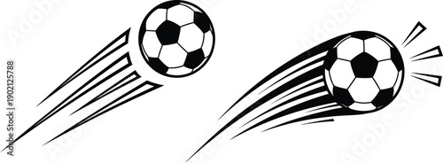 Dynamic Soccer Ball Icons with Motion Trails for Sports and Action Graphics