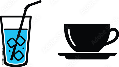 Beverage icons a glass of iced water and a cup of coffee