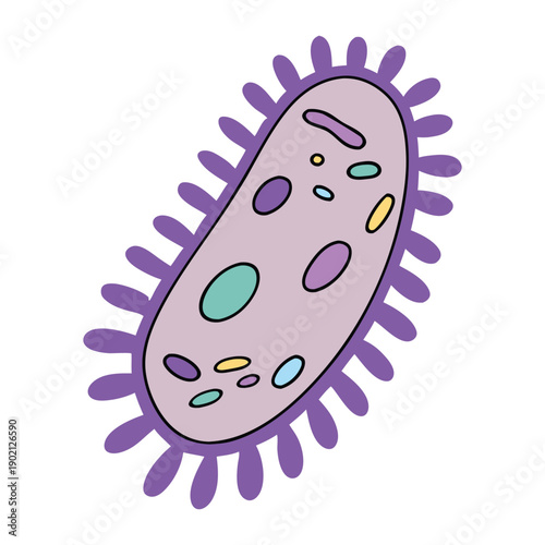Cartoon Bacteria Cell Vector Illustration Microorganism Biology Concept